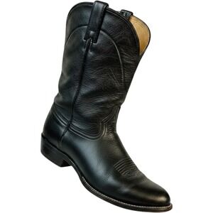 Imperial Black Leather Western Roper Boots Biltrite Heel Round Toe 10.5 D Cowboy